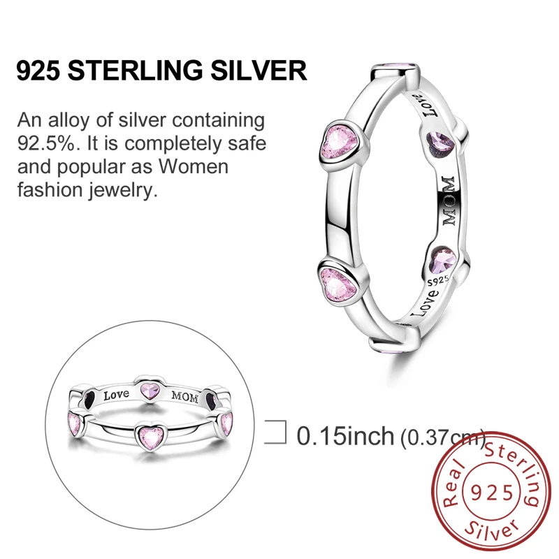 Women's 925 Sterling Silver Retro Heart Bow Star Ring