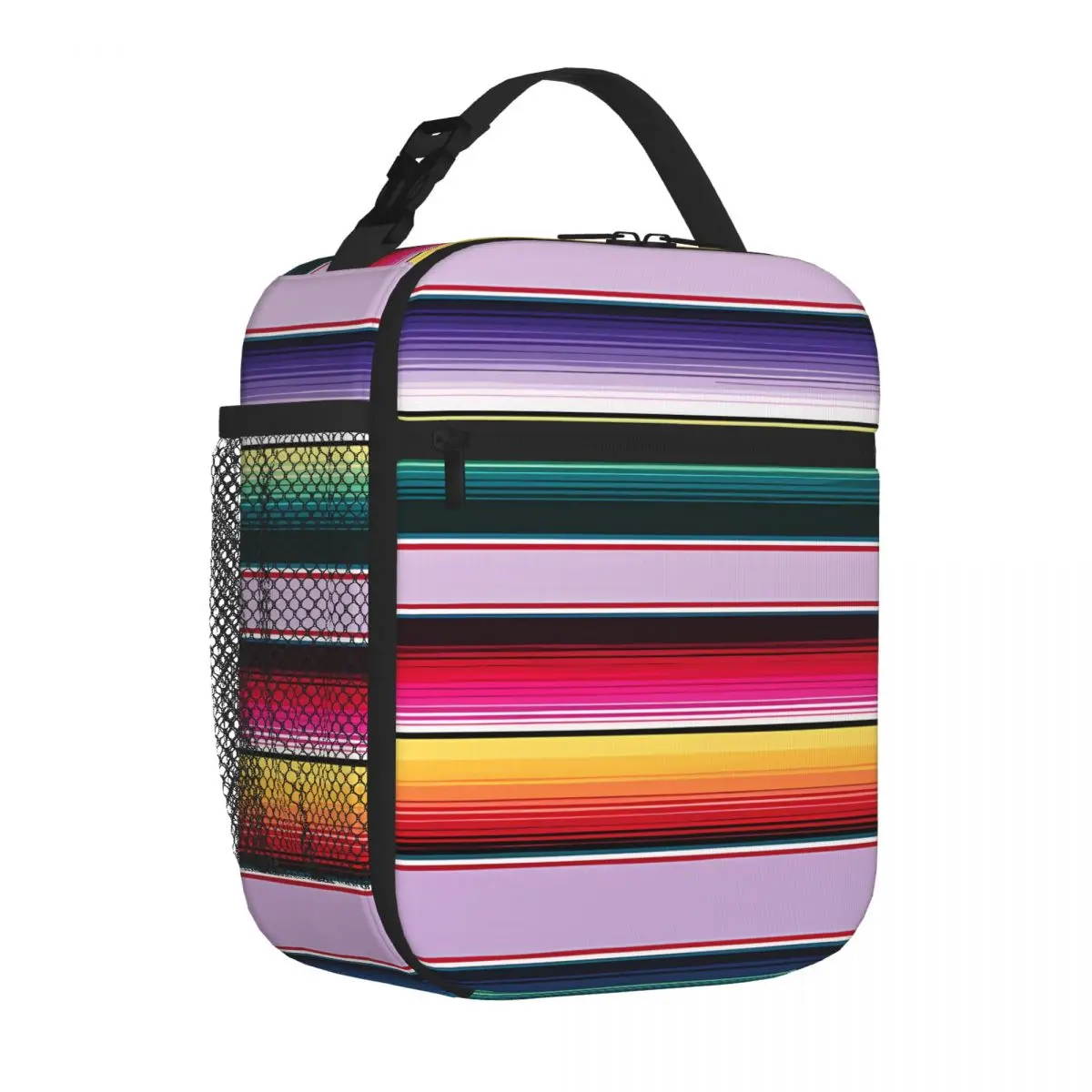 Bestselling Lilac Sarape Saltillo Modern Style Mexican Geometric Office Lunch Bag Office Meal Prep Portable Lunch Bag