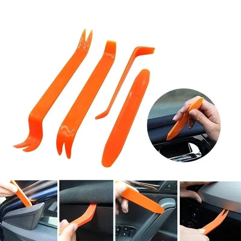 4pc Car Interior Pry Bar Plastic Screwdriver Scratch-Free Disassembly Tool for Door Panel Audio Navigation Trim (DIY Car Owners)