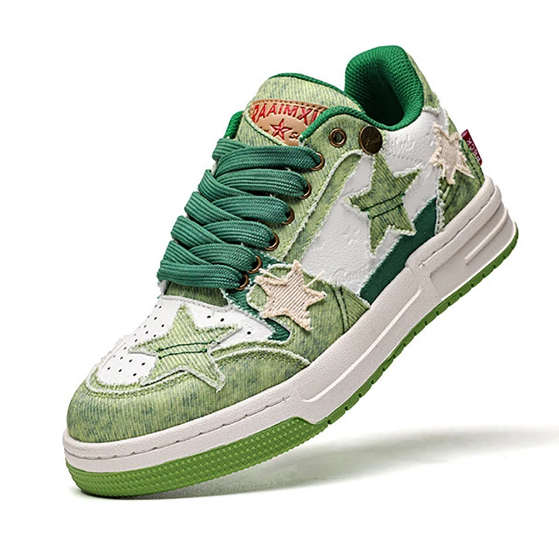 StarryClimb-Chaussures de Skate Patchwork Vert Avocat, Baskets de Skateboard Originales, Streetwear, Hip Hop