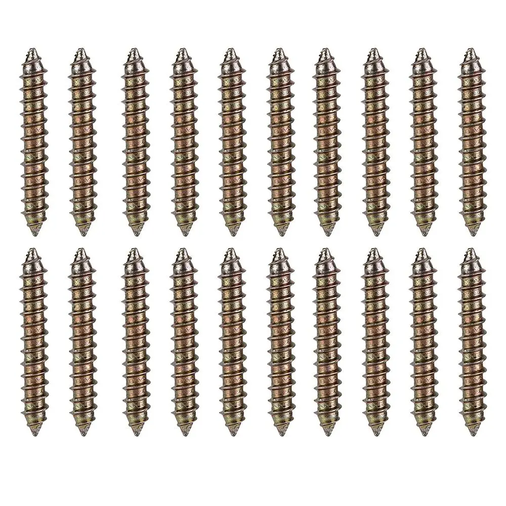 20pcs Practical Double Ended Dowel Screws Self-Tapping Thread 6*40mm Connector Fasteners Hanger Bolts Woodworking