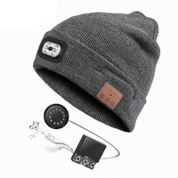 For Shoveling Snow Riding Winter Warm Bluetooth Head Light Lamp Hat Beanie With LED Music Cap Speakers & Mic Earbuds