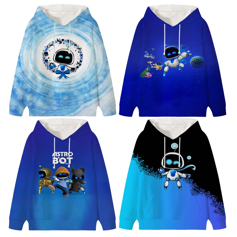 Game Astro Bot Sweatshirt Cartoon Astronaut Hoodie Clothing Boys Girls Baby Long Sleeved Winter Autumn Children's Wear