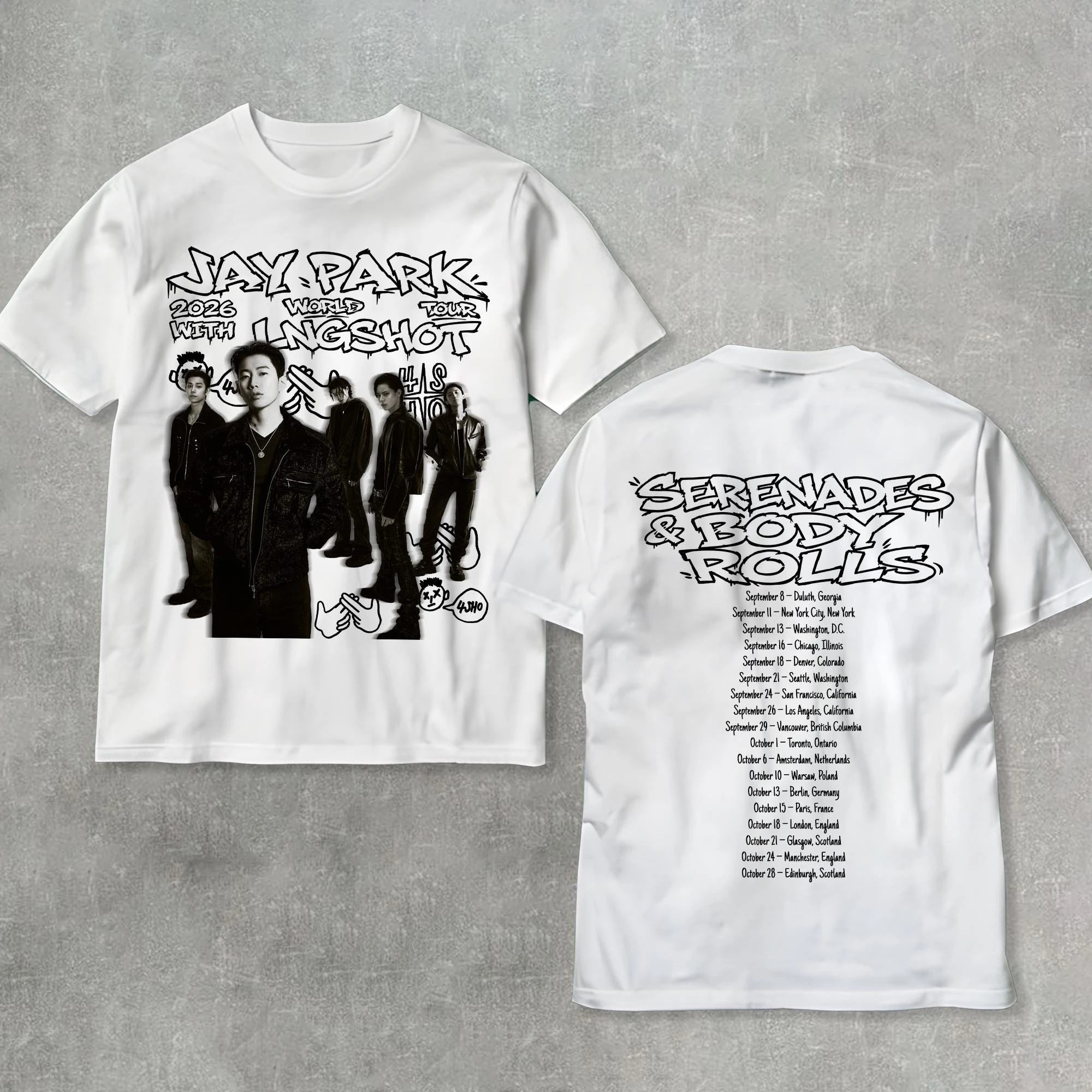 Lngshot 4shoboiz Serenades & Body Rolls Jay Park 2026 World Tour T-Shirt Baumwolle Herren Damen Y2k Oversized T-Shirt Casual Tee – Detail 7