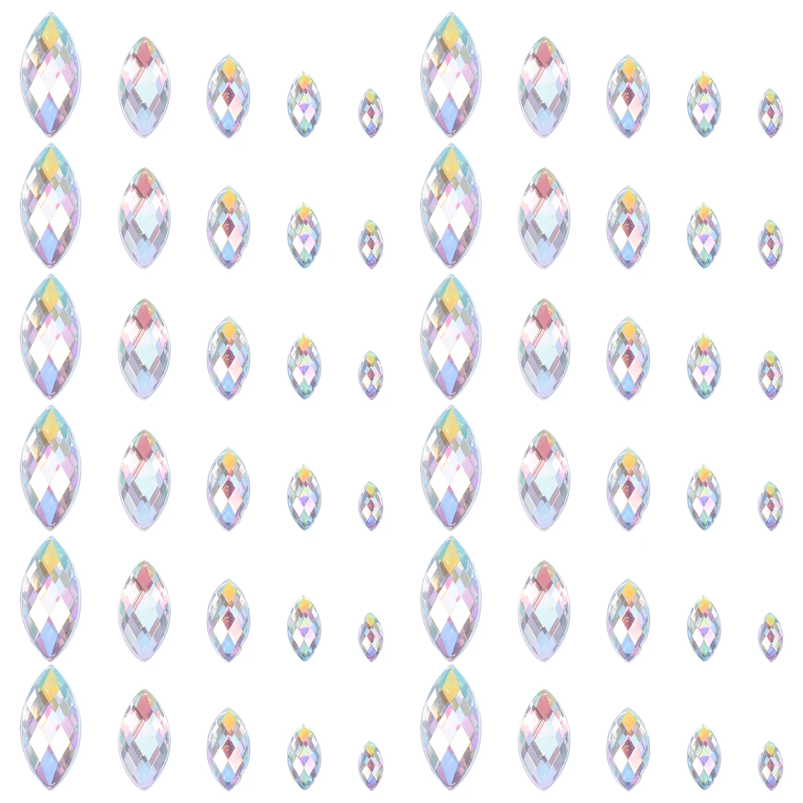 

600 Pcs Rhinestones Acrylic Gems Flatback Craft Supplies Phone Case Decor Nail Crystal AB Jewels Shaped