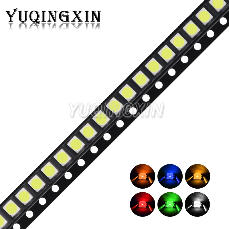 100pcs 3528 1210 SMD LED White Red Blue Yellow Green Orange Warm White Pink Purple RGB Light Emitting Diode