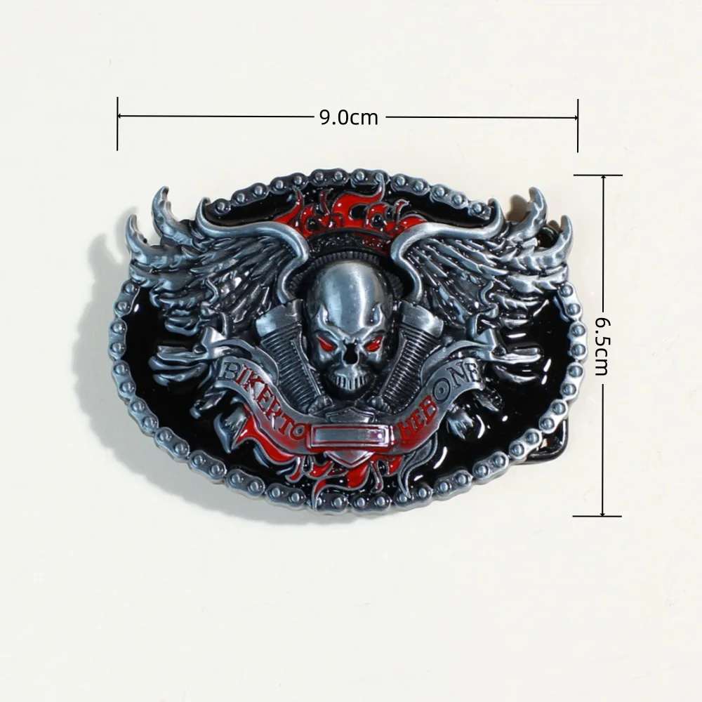 Zinc alloy belt buckle with western dark style and skeleton punk style leather belt plate buckle for men