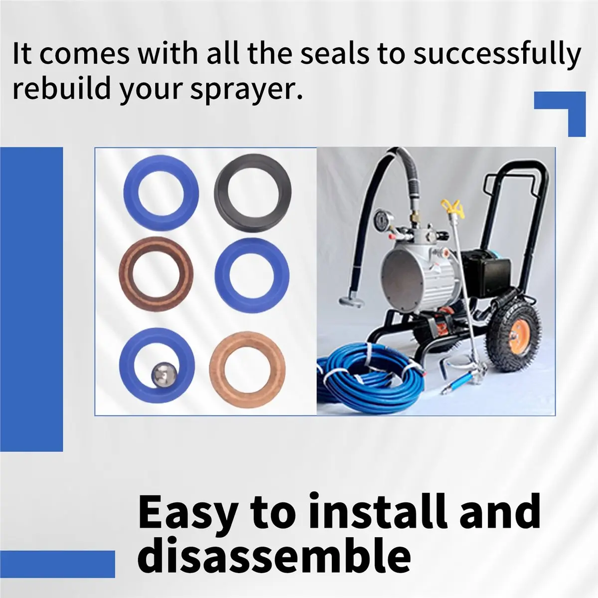#32X 244194 Pump Repair Packing Kit for Airless Paint Sprayer 295 390 395,black spray paint for metal,(metal+plastic)