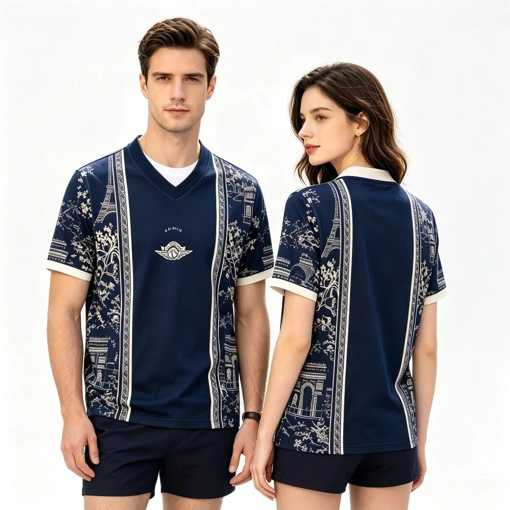 Paris Fashion Men - Heren Dames Parijs Print V-hals T-shirt