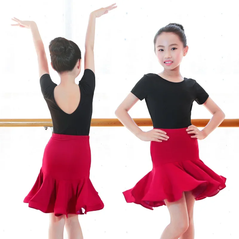 Nuevo vestido de baile de salón latino para niños, traje latino de actuación para niñas, conjuntos de falda y Top de baile para niños, trajes de competición Latina