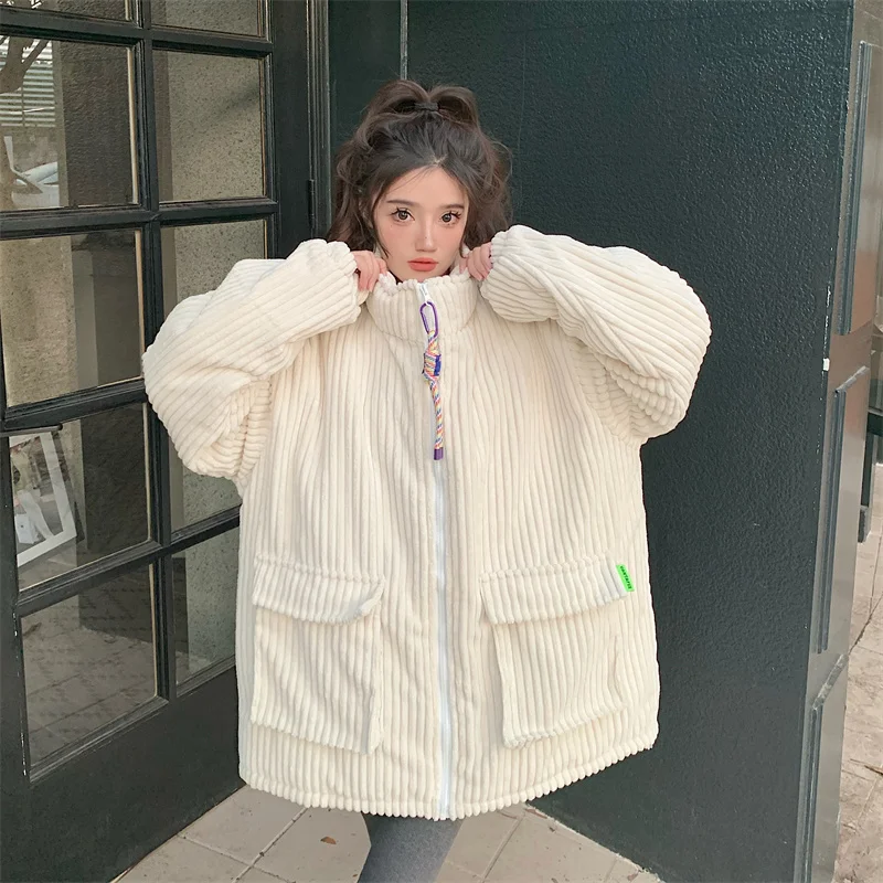 Parkas Womens Work Autumn Adjustable Standneck Bio-Cotton Double-Pocket A-Line Blocking Beige Blue Elastic Athleisure All-Match