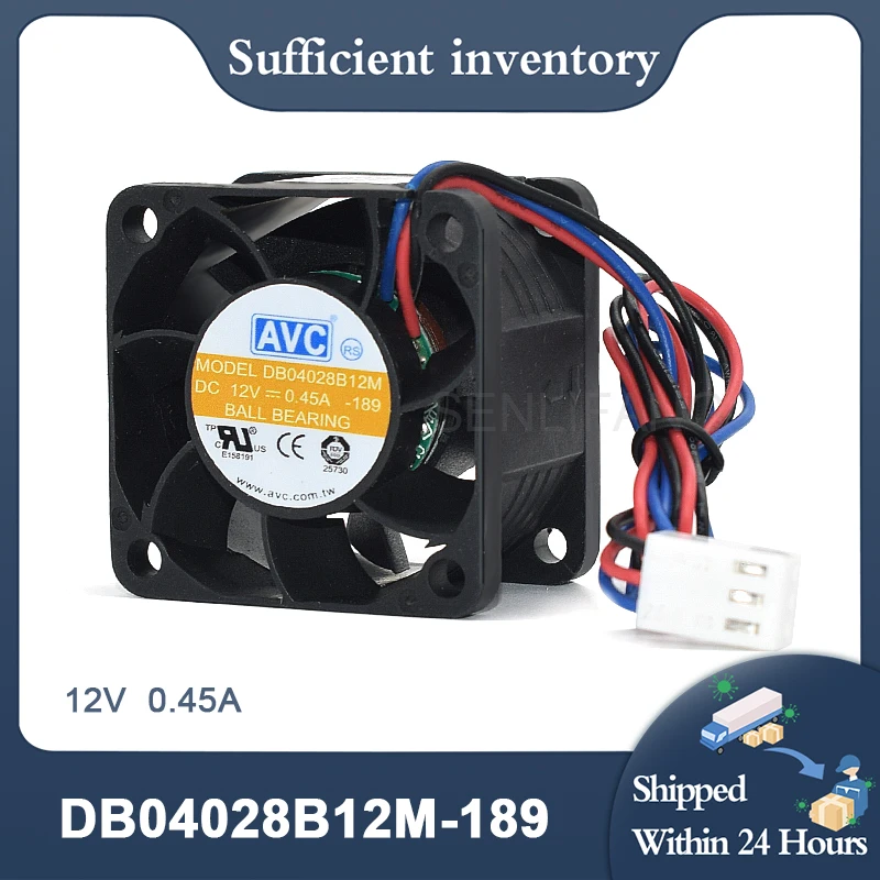 

Good Quality For AVC 12V 0.45A 4028 40*40*28mm DB04028B12M-189 Three Wires Server Chassis Double Ball High Air Volume Fan New