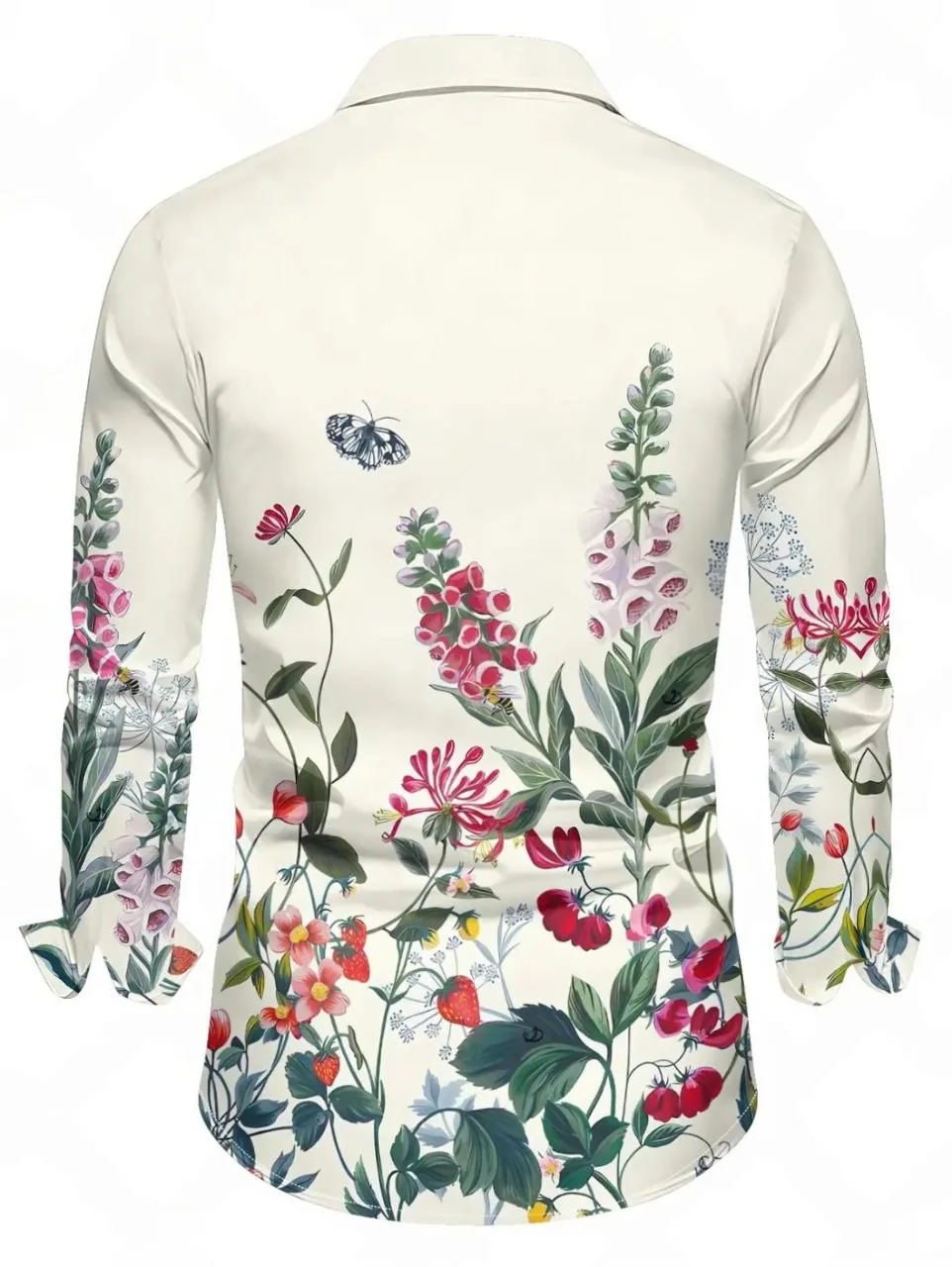 New Men's Long Sleeve Shirt Fashion Western Horse Casual Versatile Fashion 3D Flower Printed Summer Top