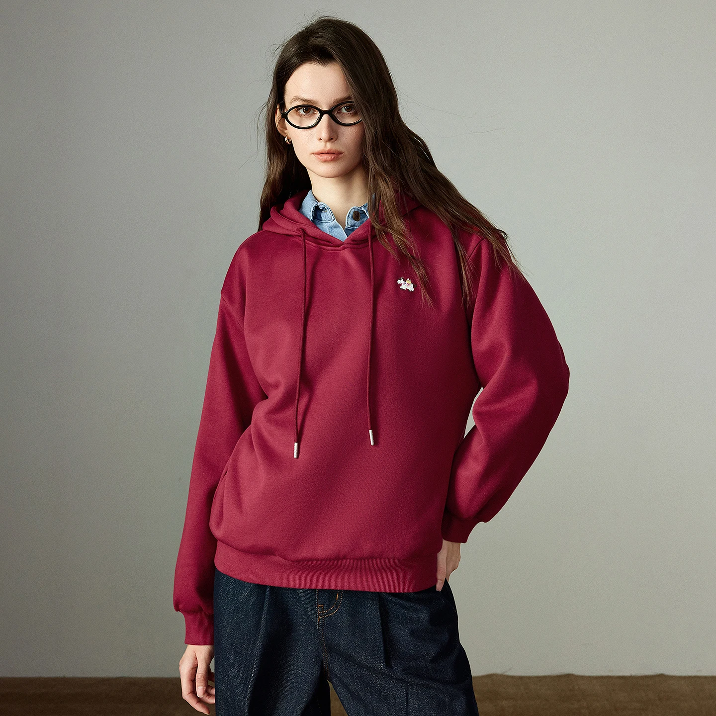 TOYOUTH النساء هوديس 2025 شتاء جديد مبطن بالصوف مقنعين الدب التطريز فضفاض ضوء القمم الرياضية  #4