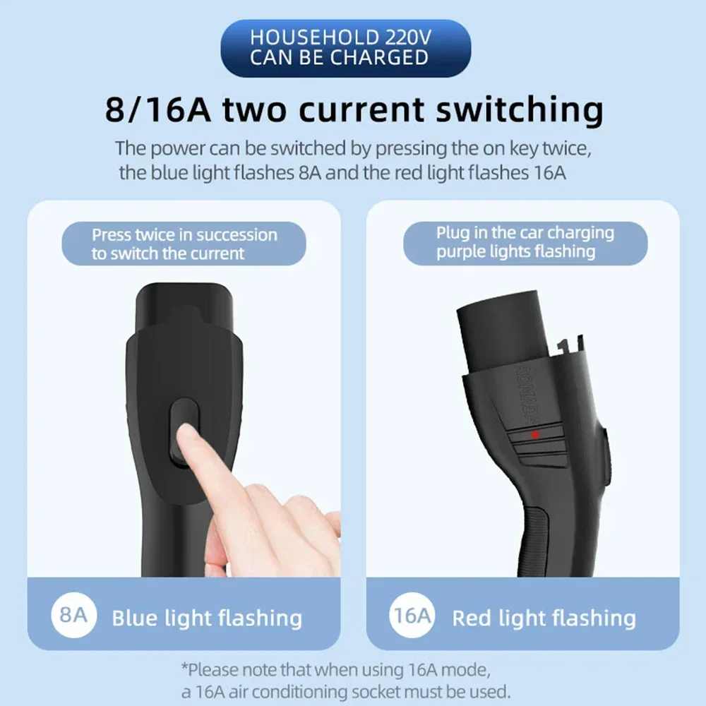 EV Portable 3.5KW 16A EV Charger with Extendable 3M-20M Cable GB/T20234 EVSE EU Plug Wallbox Adapter for Electric Vehicles