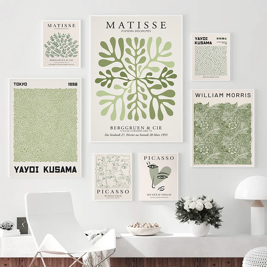 

Matisse William Morris Yayoi Kusama Picasso Wall Art Posters Prints Abstract Mural Nordic Living Room Home Decorative Painting