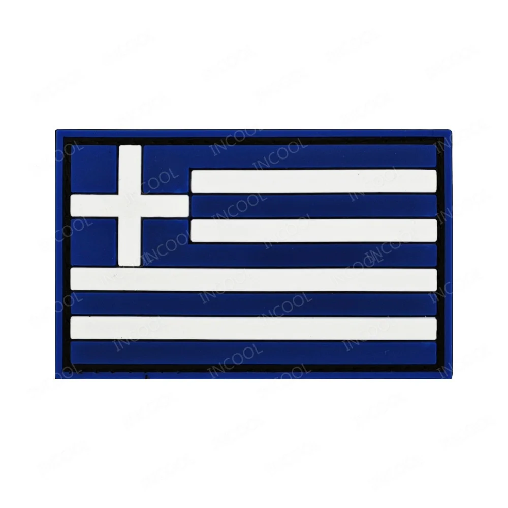 Greece Flag PVC Rubber Reflective Greek Embroidered Patches Appliqued Patch For Clothing Backpack