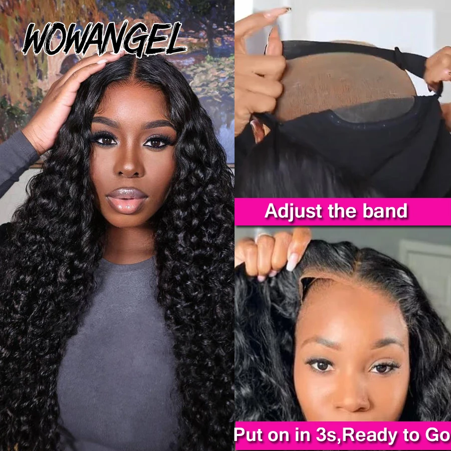 34inch Glueless Wigs Human Hair 5x5 HD Lace Closure Wigs Water Wave Wigs 250% Ready to Wear Curly Wigs Melt Skins For Women