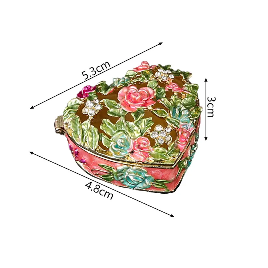 Vintage Heart Trinket Box Small Hinged Trinket Boxes Red Jewelry Trinket Box Jeweled Ring Box Gift for Girl Women