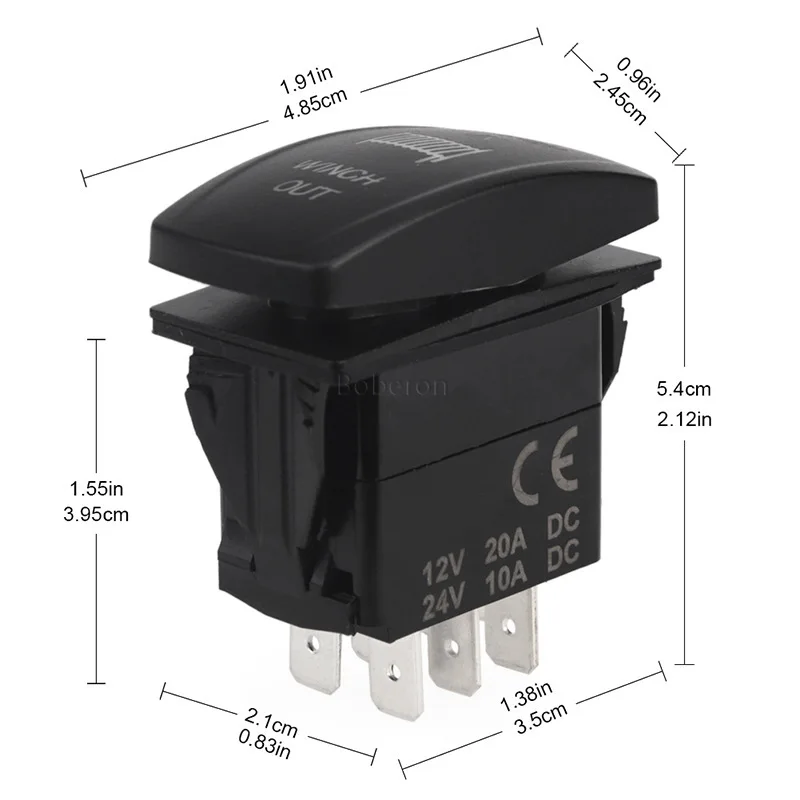 1pc 7 Pin 12V Winch In Out Button Blue LED Laser Rocker Toggle Switch for Off Road Vehicles Yachts Jeep Trucks Ships
