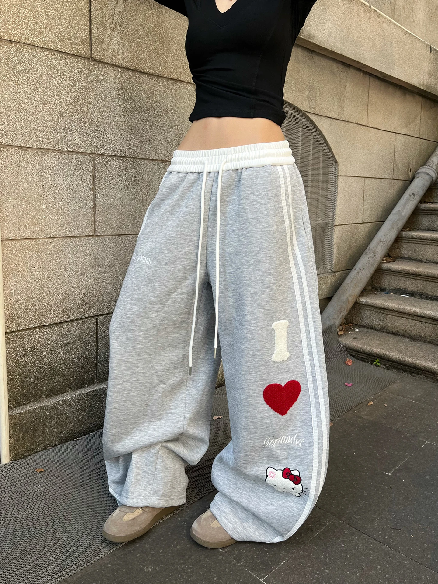 

Спортивные брюки Lirynx American Original Heart Sports, широкие повседневные длинные брюки, удобные свободные мужские брюки для уличных танцев