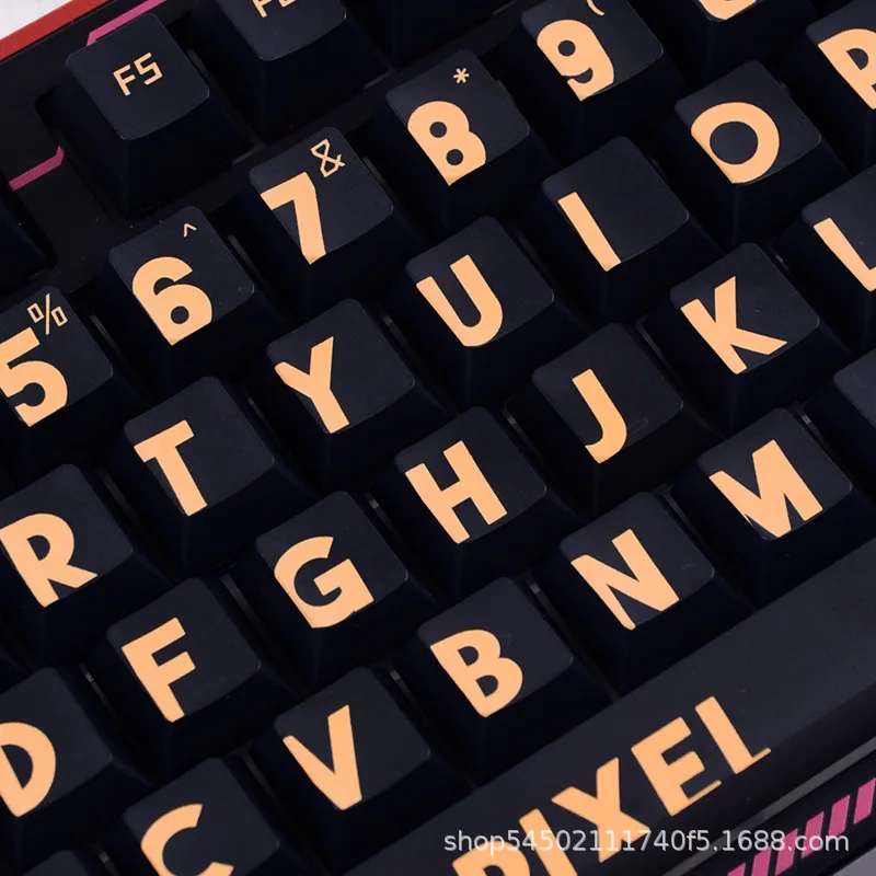 Original Black & Gold PBT Keycaps OEM Profile High Appearance Compatible with 68/75/87/98/99/104 Mechanical Keyboards