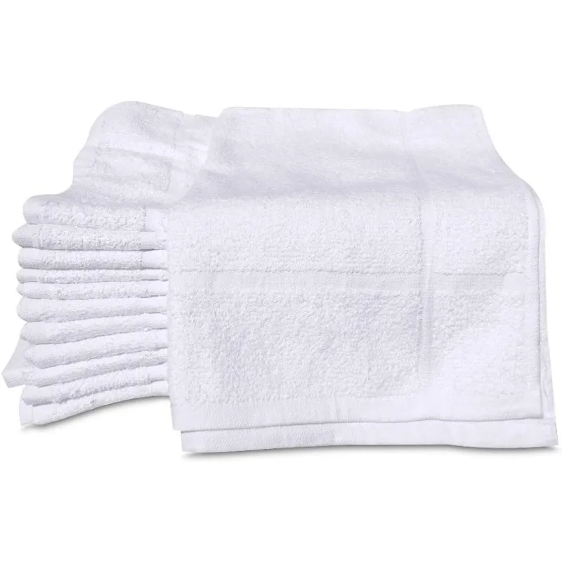 12 Pack White Bath Mat Towels 20x30 Inches (Not a Bathroom Rug)- Cotton Blend Washable Economy Hotel Bath Mats