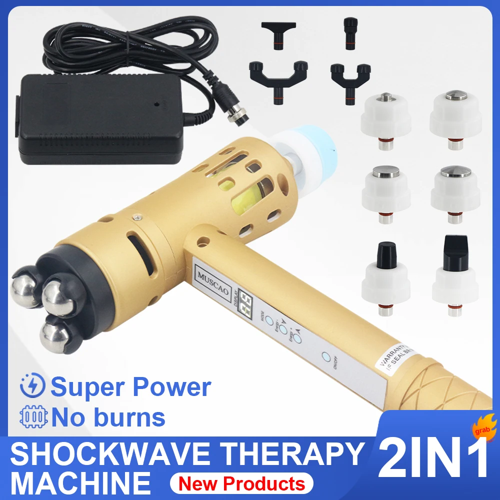 

2 in 1 Shockwave Therapy Machine Chiropractic Gun Physiotherapy Shock Wave Devices Limbs Pain Relief Muscle Relaxation Massager