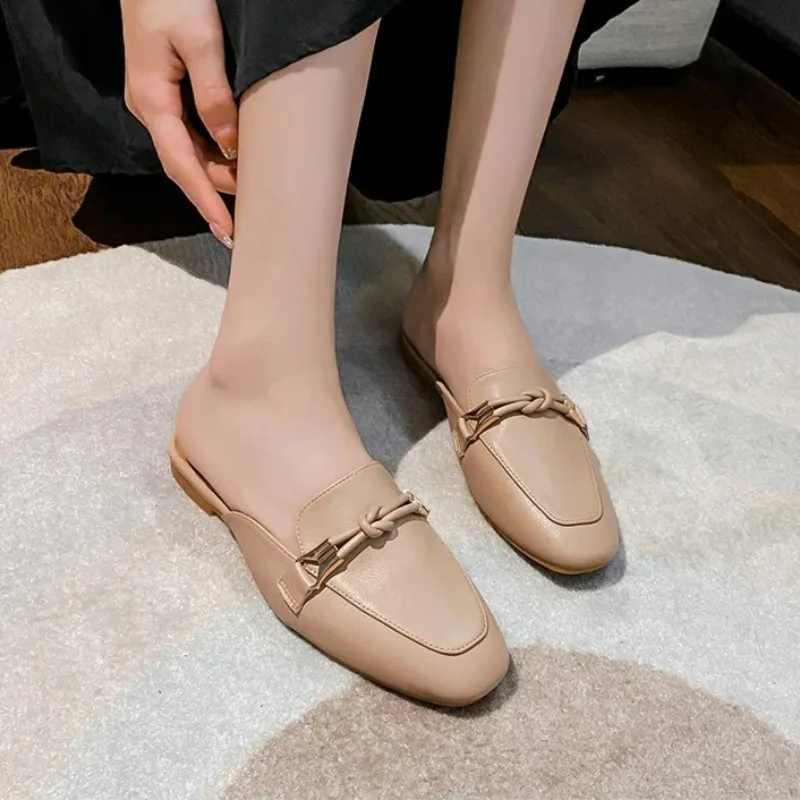 Scarpe da donna Moda Baotou Mezze pantofole Eleganti pantofole da donna Pantofole comode da passeggio piatte per le donne Zapatos Mujer