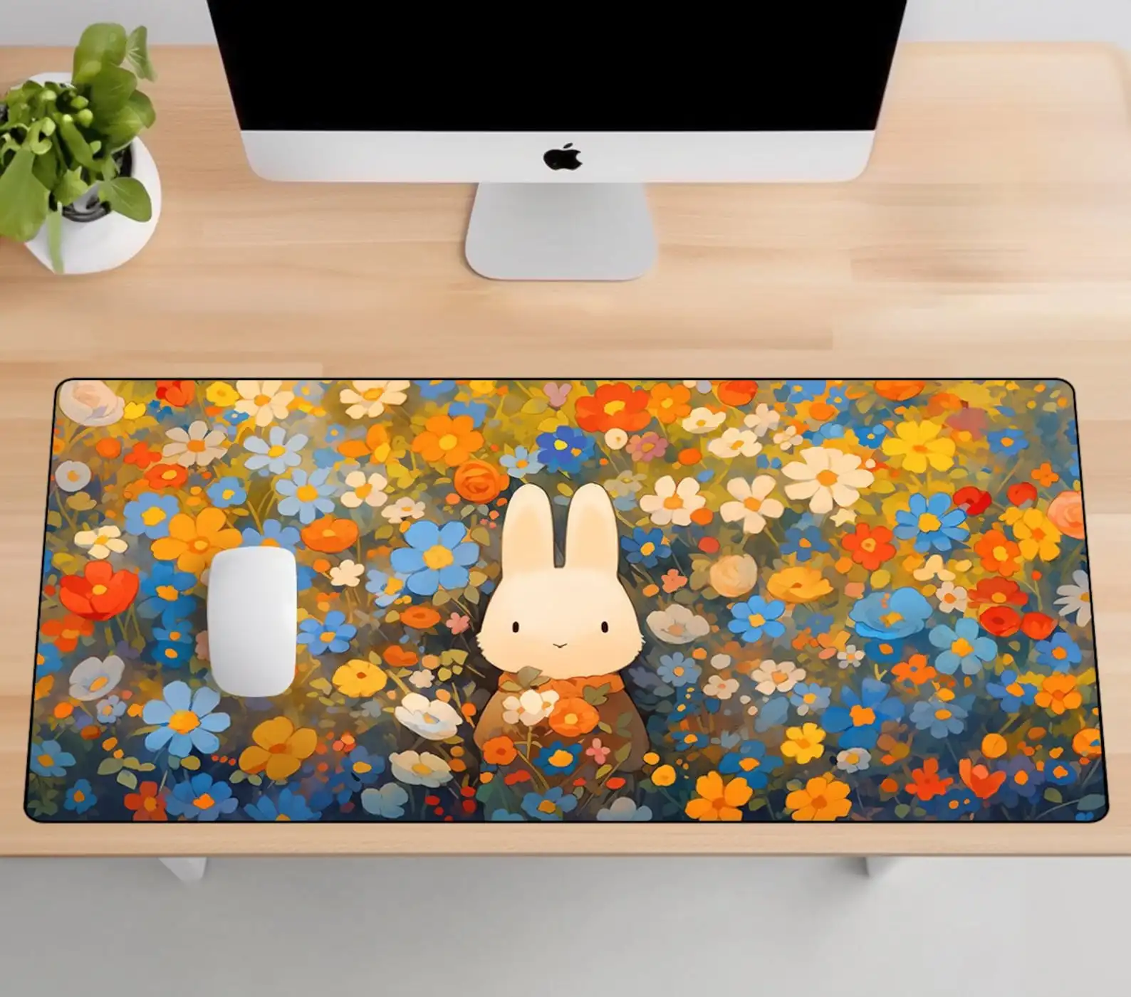 

Cute Bunny Mouse Pad Kawaii,Large Mousepad,Gaming Laptop Mousepad Floral Deskmat,Game Keyboard Deskpad for Work Game Office Home