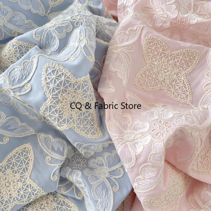 

Свежий стиль 3D вышивка бабочкой кружевная ткань для изготовления платьев DIY ремесло дизайнерская ткань