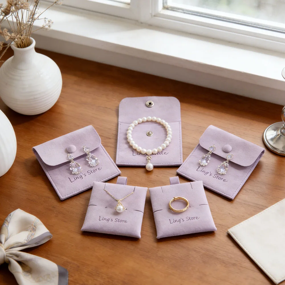 

20/50/100Sets Personalized Logo 8x8cm Jewelry Snap Bag Insert With 6x6cm Mini Card Studs Earrings Necklace Pendant Holder Pouch