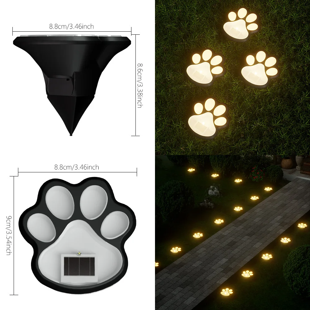 Outdoor waterproof underground solar lamps for gardens,lawns,and courtyards-embedded solar LED lamps with paw prints