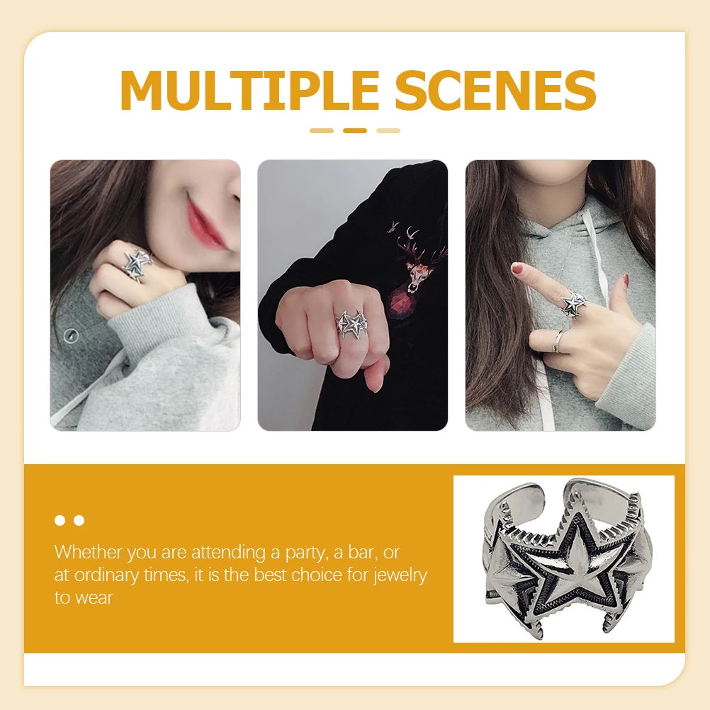 الخماسي الدائري خمر هيكل مفتوح قابل للتعديل أسلوب فاسق خمسة أشار فنجر مجوهرات الزخرفية الذكور المفصل