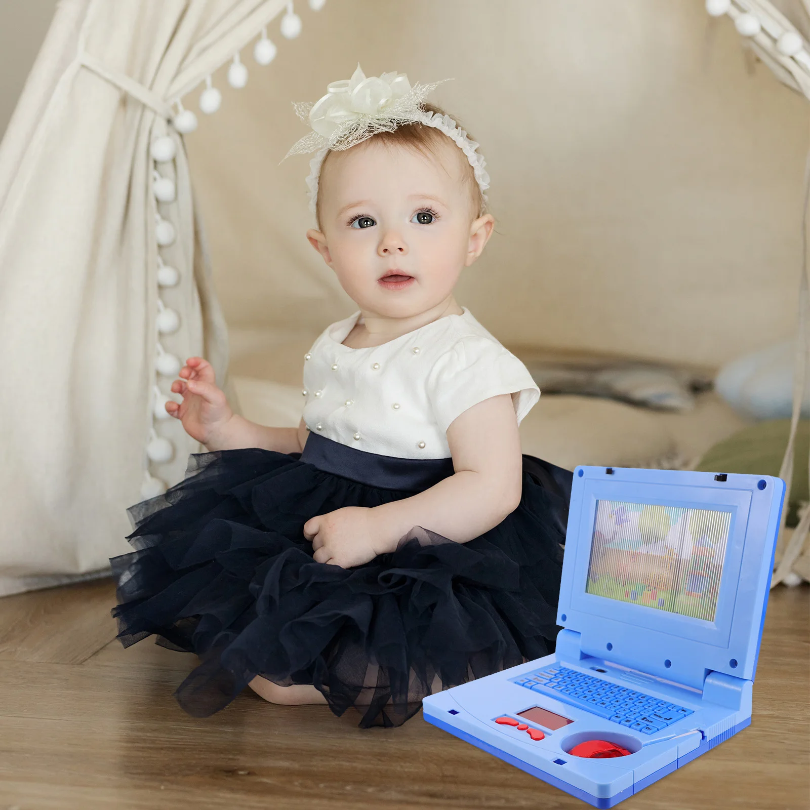 

1pc Learning Toddler Educational Computer Early Education Machine Interactive Electronic Learning With Light Music