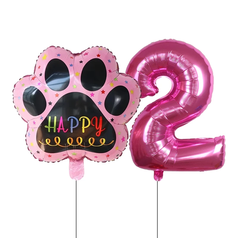 2 pieces/set Let us Pawty Big Dog PAWS Aluminum Balloons 30 inch figure 1 2 3 4 year old birthday party decoration Balloon Baby