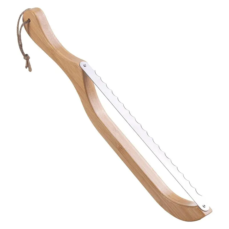 AT69 -20X Wooden Bread Bow Knife 15.8Inch Serrated Knife With Wooden Handle Bread Slicer