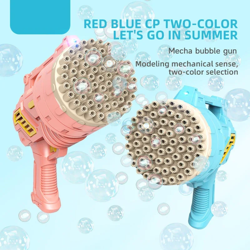 Macchina per pistola a bolle elettrica per bambini a 69 fori Macchina automatica per bolle di sapone LED Festa all'aperto Giocattoli per bambini Regalo per ventilatore per festa di nozze