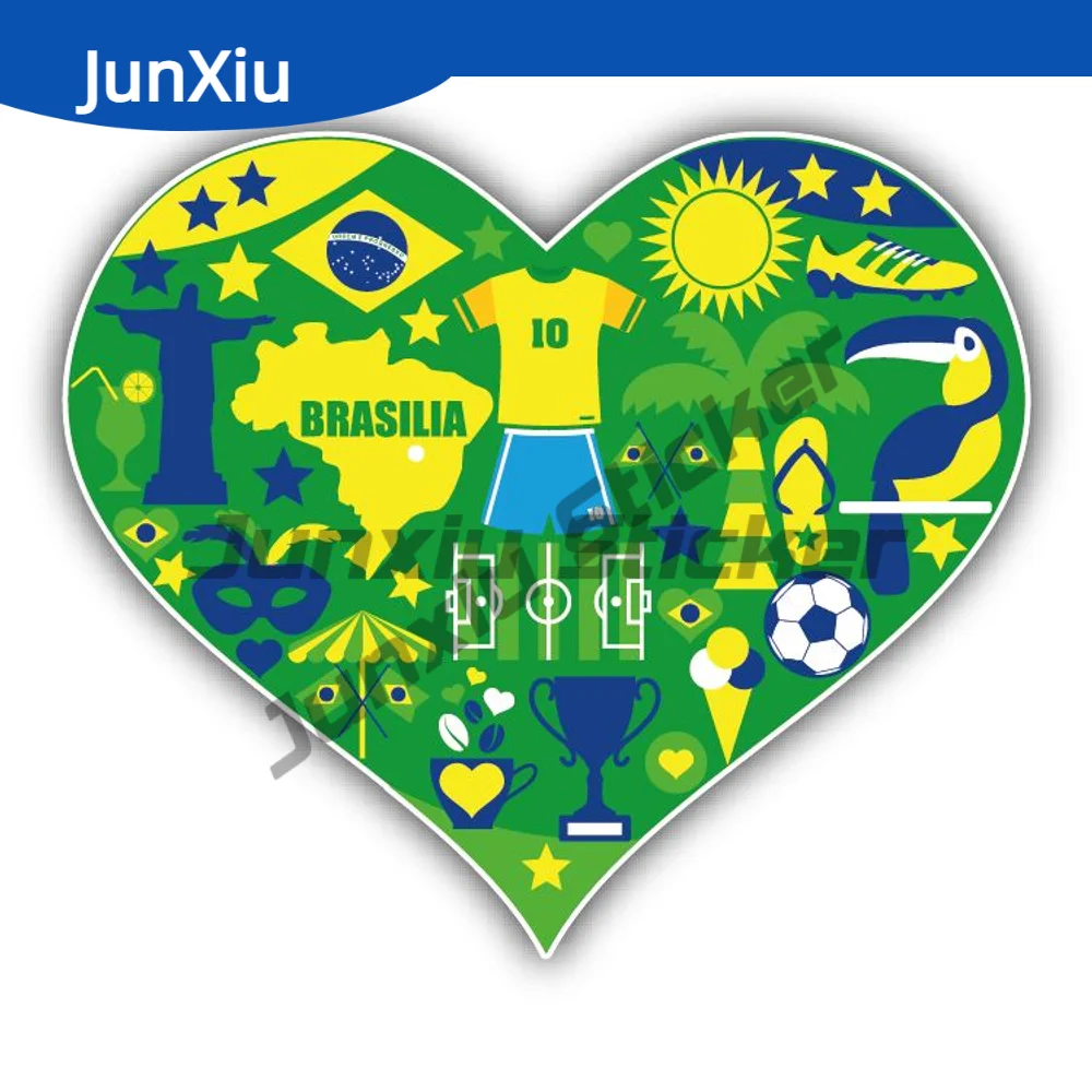 

I Love Brazil Heart Sticker Car Bumper Camper Laptop Phone Guitar Decal Car Accessories Decoration Stickers For Rv Car Decoratio