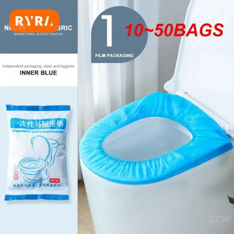 10~50BAGS Closestool Mat Non-woven Toilet Cover Accessories Paste Disposable Bathroom Accessories Toilet Lid Cushion Dirtproof