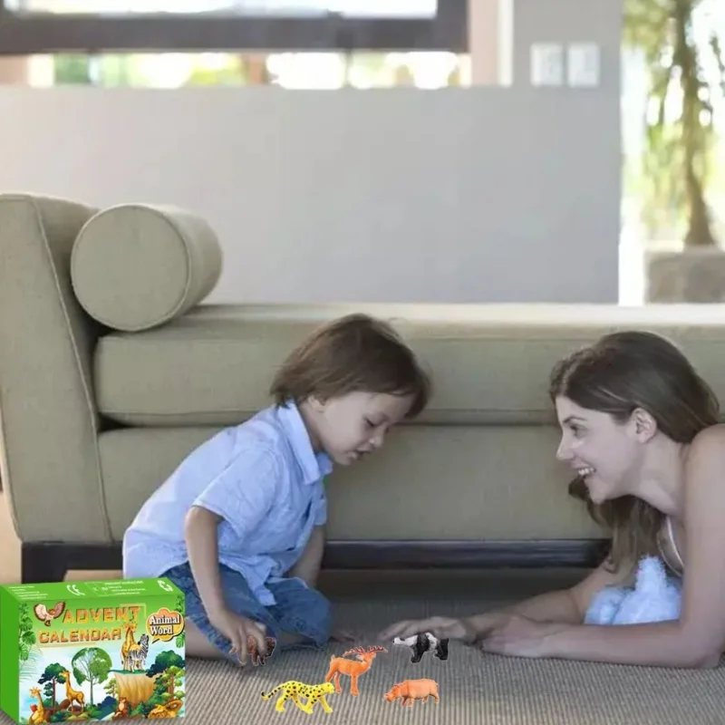 Calendrier de l'avent de noël, figurines d'animaux réalistes, jouets de 24 jours, compte à rebours de noël, jouets pour enfants garçons