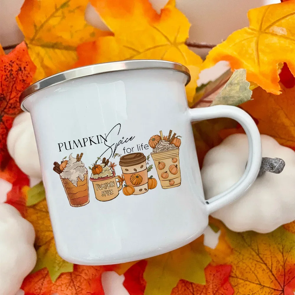 Tis The Season smalto Mug Pumpkin Spice Fall Coffee Mug Cute Autumn Coffee Latte Cup Campers Gifts Ideas Cup bevande autunnali