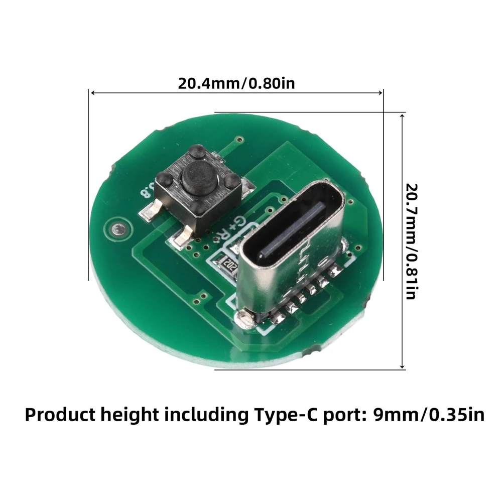 DC 3.2–4.2V Single-Mode High-Output Torch Driver Board, 10–20W DIY Torch Kit, Type-C Port, Universal Module for LEDs and Motors