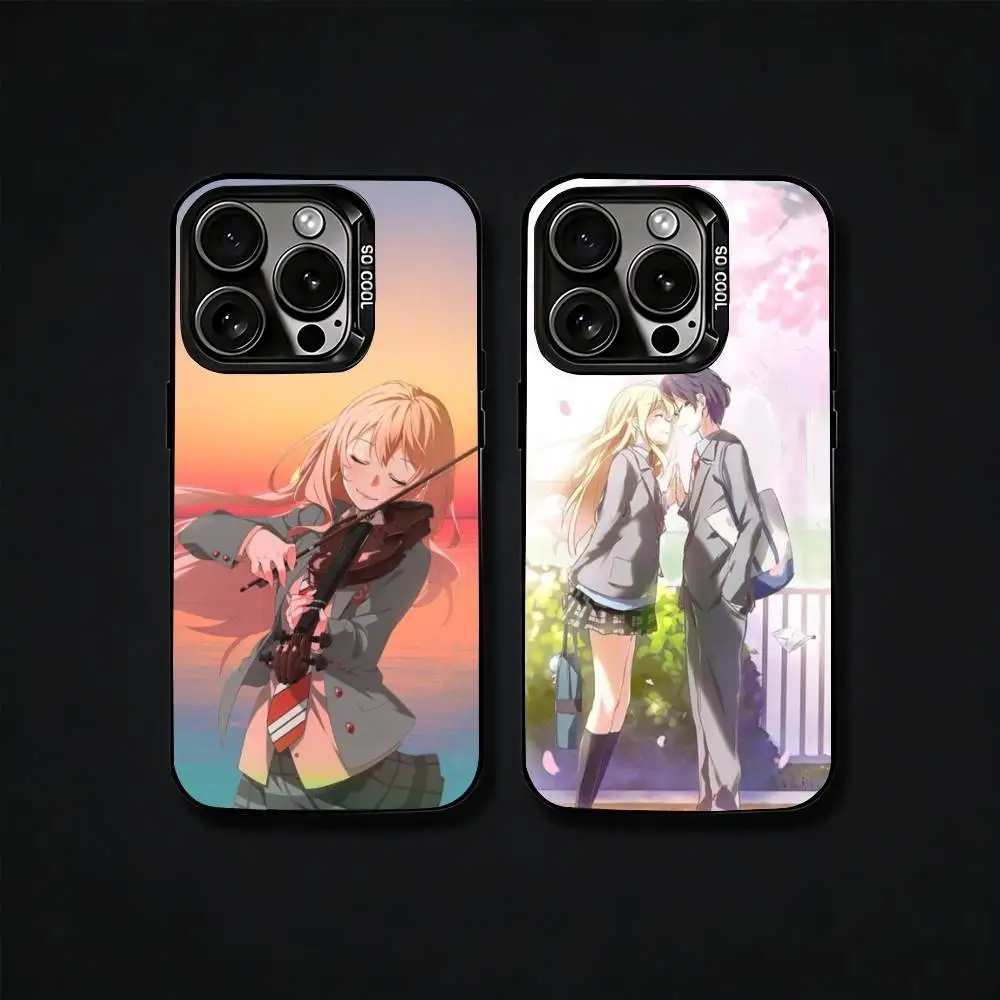 

Amine Your Lie In A-Aprils Phone Case For iPhone17, 16,15,14,13,12 Pro Max Black Candy Matte Shockproof Cover