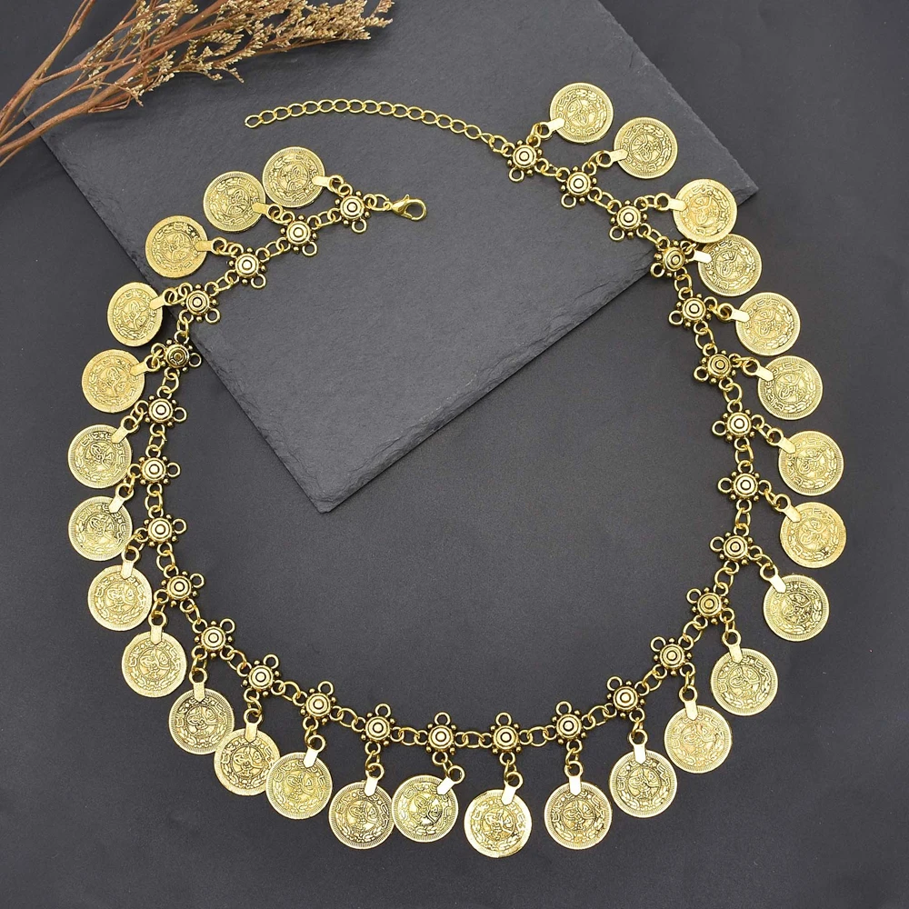 Traditionelle indische afghanische pakistanische ethnische Münzen Quaste Halsband Halskette Vintage goldene Legierung Münzen Kragen Damen Halsschmuck – Detail 23