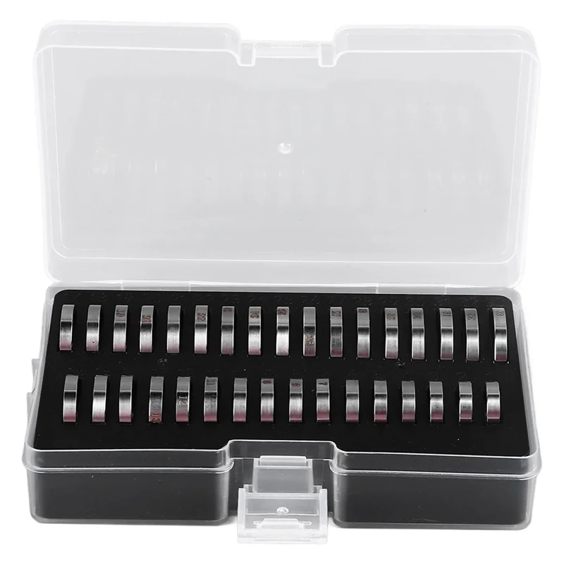 リングサイザーツール、リングゲージフィンガーサイザー測定リングツール33個リングサイザー測定ツールステンレススチールリングサイザー-ABLI