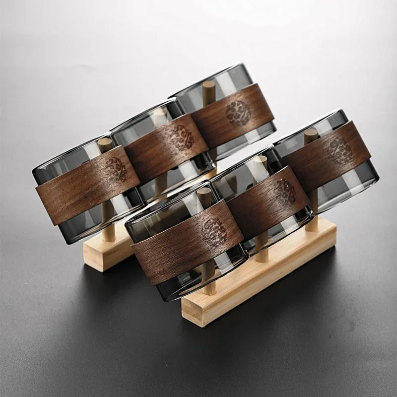 High Borosilicate Heat-resistant Glass Tea Cup Heat-resistant Main Cup Tea Tasting glass Walnut Handle Kung Fu Tea Cup