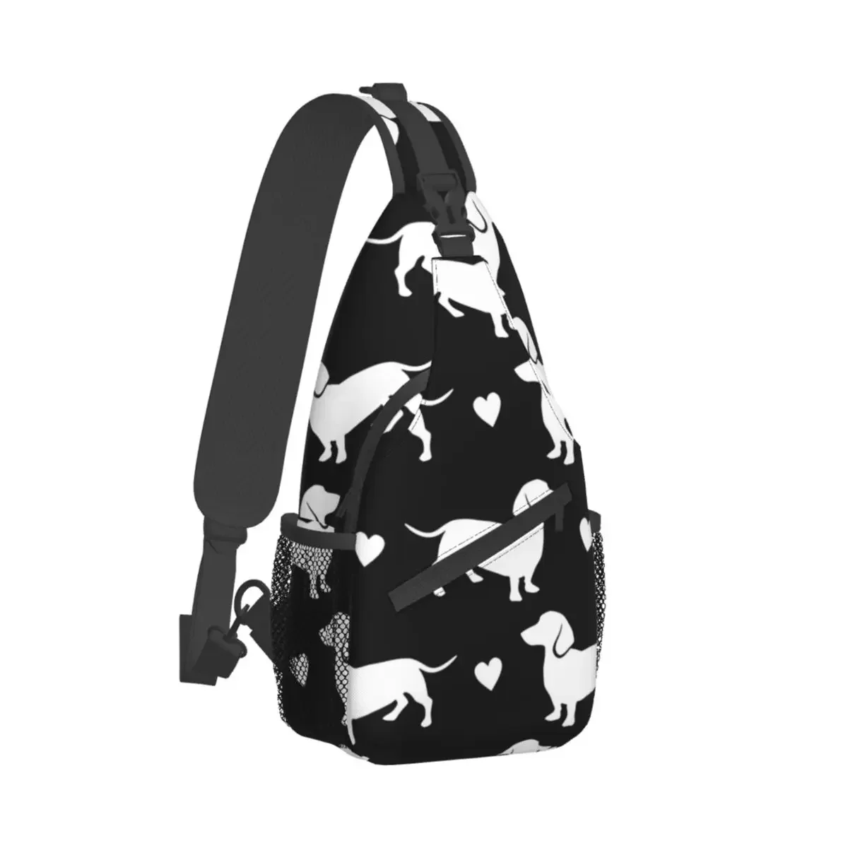 DIXIE HEARTS Crossbody Chest Bags Dachshund Pet Dog Pockets Travel Pack Messenger Sports Teens Shoulder Bag Unisex