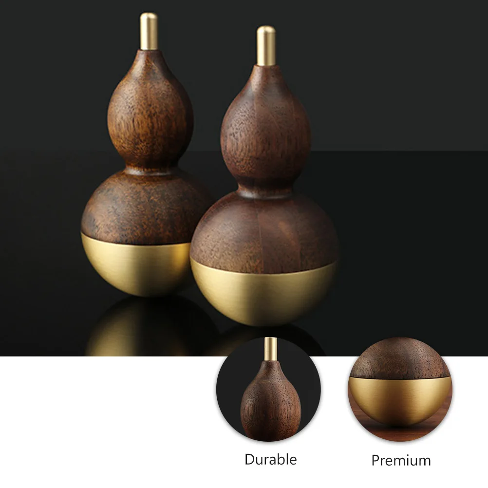 

2PCS Copper Wood Gourd Ornaments Black Walnut Home Decor Craft Artware Desktop Accessories Indoor Design