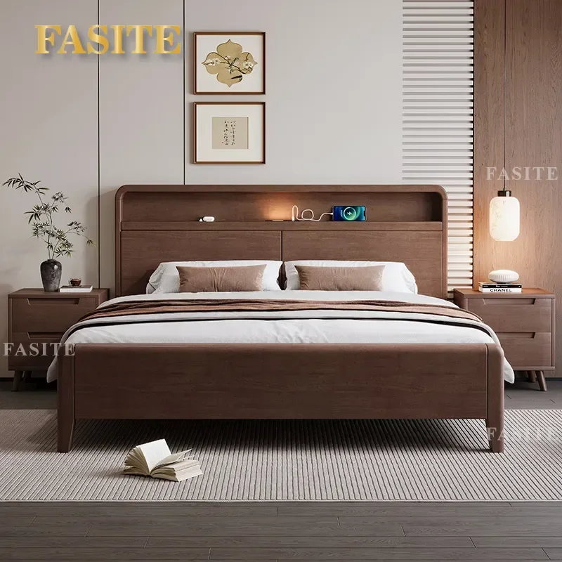 For 1.8m x 2m Bed Frame All Solid Wood Tenon and Mortise Structure New Chinese Style Hard Bed Board 1.2m 1.35m Durable